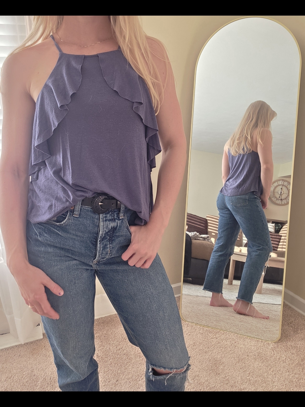 Express Blue Ruffle Camisole - Picture 2 of 7